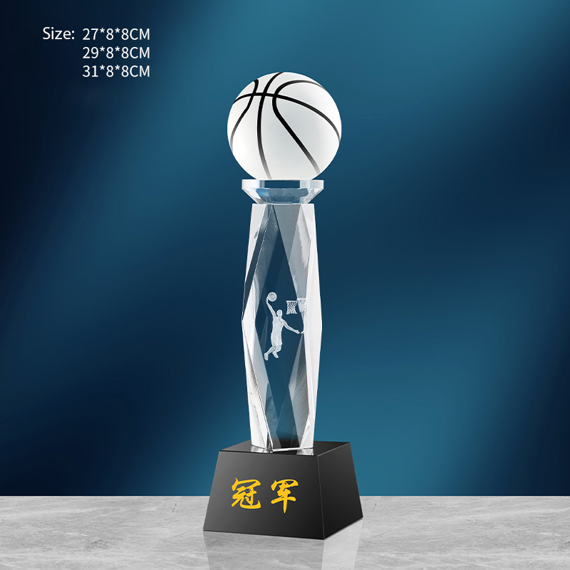 Badminton Cup - クリスタルバスケットボールギフト、賞品、無料のパーソナライズされた彫刻、3サイズをご用意。 バスケットボール選手、コーチ、コンテストへの理想的なギフト