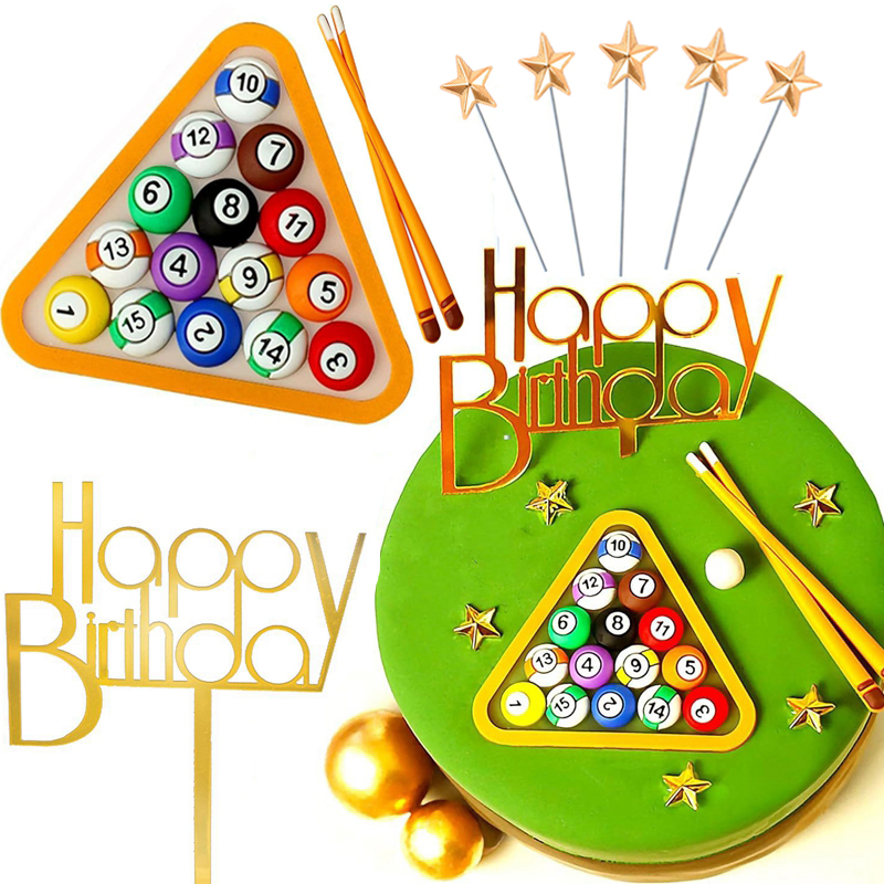 Badminton Kids - ビリヤードボールケーキデコレーション男の子子供子供の誕生日パーティーケーキハッピー父の日の装飾卓球スポーツケーキデコレーション