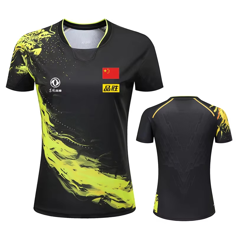Badminton Emoji - 男性と女性のためのドラゴンプリント卓球Tシャツ,ファッションバドミントンスポーツTシャツ,ピンポンジャージ,フィットネスシャツ,中国