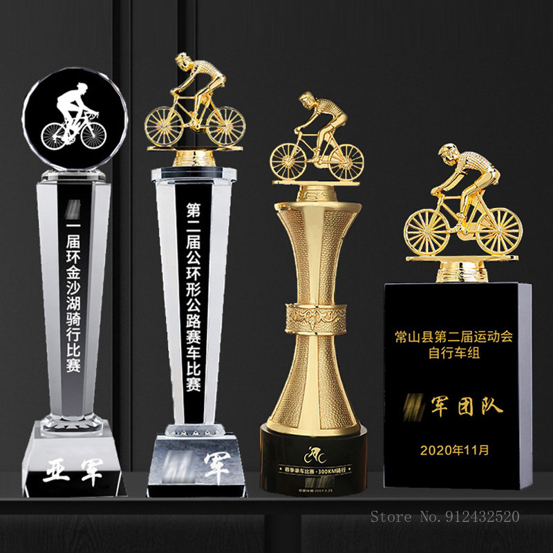 Badminton Cup - クリエイティブスポーツ自転車トロフィーマウンテンエクストリームサイクリングコンペティション賞カスタマイズ子供用バイクメタルクリスタルトロフィー1個