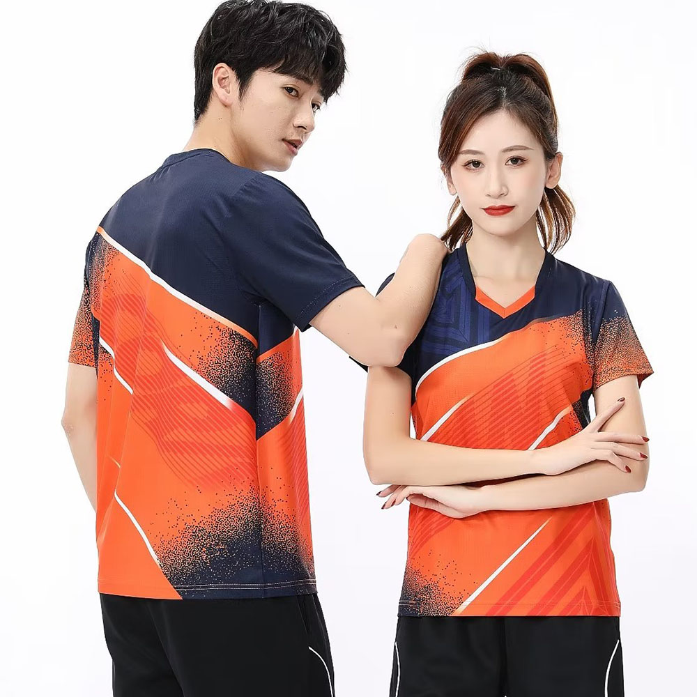 男性と女性のためのテニスTシャツ,半袖スポーツトップ,速乾性 - Badminton Emoji のレビューと価格