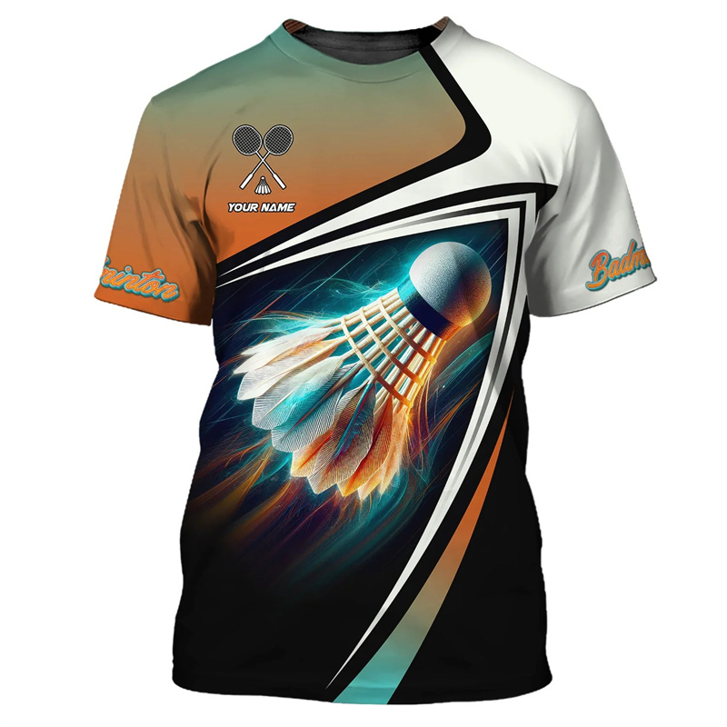 バドミントンスポーツ Tシャツ紳士服クール小説 3D プリン - Badminton Emoji のレビューと価格